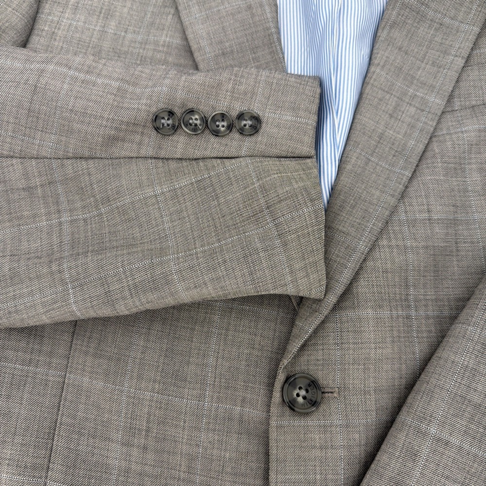 Tommy Hilfiger Mens Wool Suit Jacket Blazer 42S 42 Short Gray Glen Plaid Check